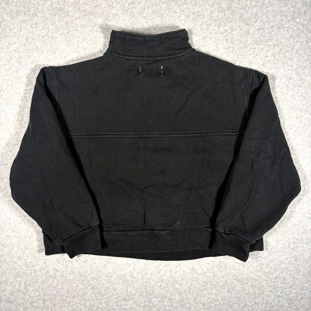 Everlane Cropped Sweatshirt Women Medium Black Cotton Athletic 1/4 Zip Mock Neck - Picture 2 of 10